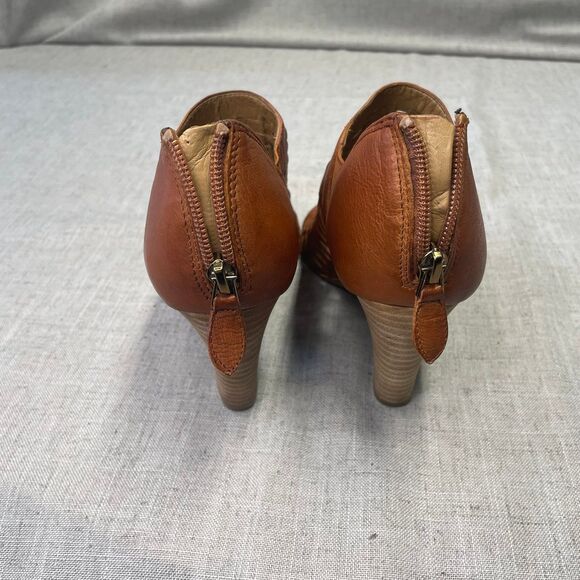 Franco Sarto A-Salito Heels Tan Leather Cut Outs Peep Toe Women's Size 6 - Picture 8 of 12